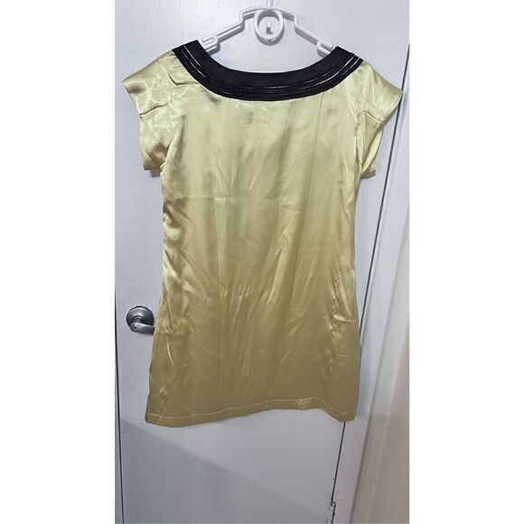 Nico La Women's Square Neck Short Sleeve Swirled A-Line Dress Yellow Size Large - Picture 6 of 9